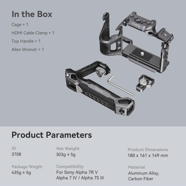SmallRig A7 IV Cage with Top Handle and Clamp for HDMI Cable, Basic Kit for - Image 9