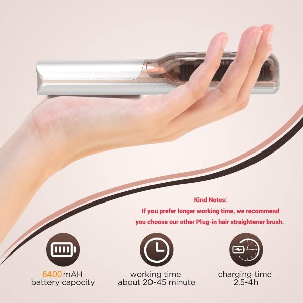 Hot Hair Straightener Brush,Portable Mini Cordless Hair Straightener with - Image 4