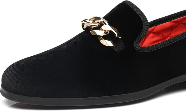 Men's Loafers Velvet Gold Copper Chain Fashion Party Wedding Shoes - Image 3