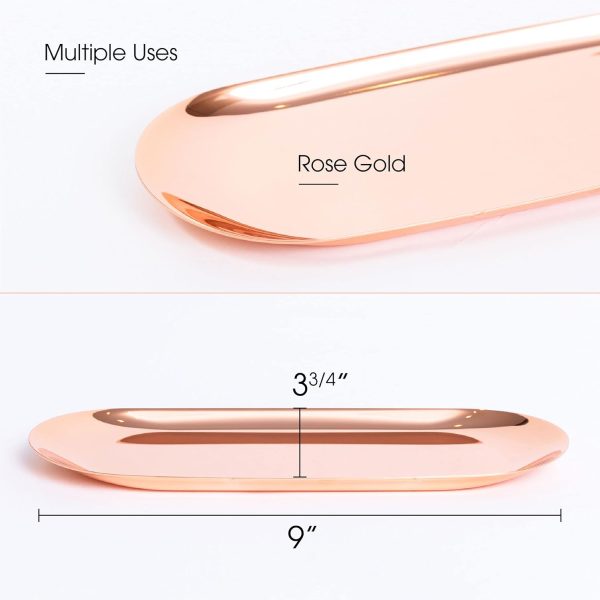 Rose Gold Jewelry Tray | 9 Inch Long Decorative Vanity or Bathroom Tray | - Image 2
