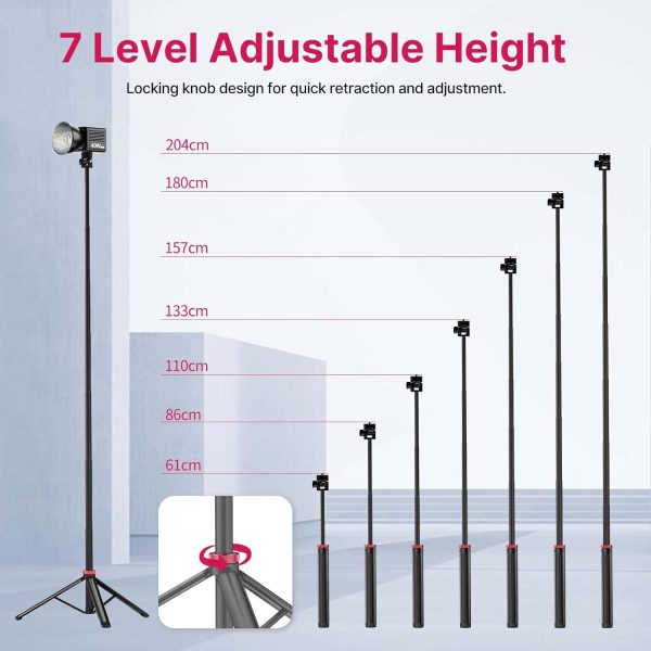 VIJIM MT-79 Extendable Photography Light Stand, 81" Portable Adjustable - Image 2