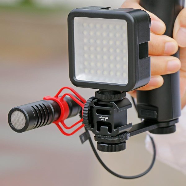 ULANZI PT-3 Triple Cold Shoe Mounts Plate Microphone Led Video Light - Image 2