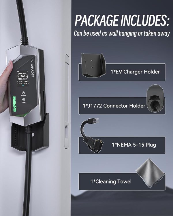 Level 1/2 EV Charger for SAE J1772, 40A 110-240V Portable EV Charger with - Image 7