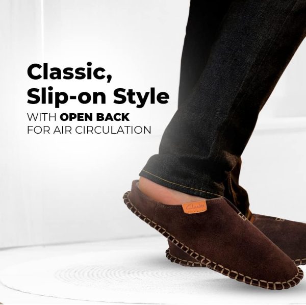 Clarks Mens Open Back Suede Leather Slipper With Heavy Stitching JMS0752 - - Image 5