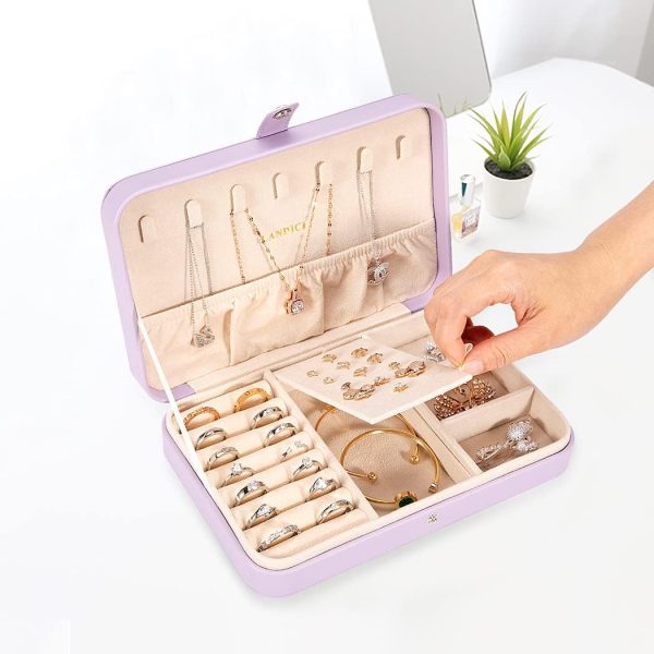LANDICI Small Jewelry Box for Women Girls, PU Leather Travel Jewelry Case, - Image 5