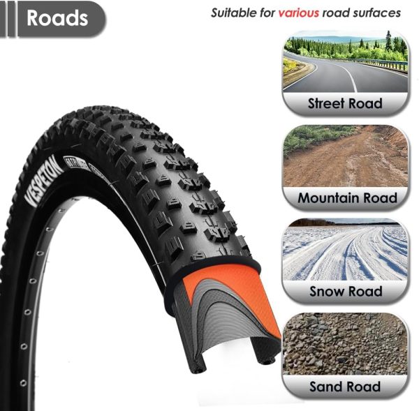 26/27.5/29x2.25 inch Bike Tires Pair Mountain Bike Tires 60 TPI Bicycle - Image 8