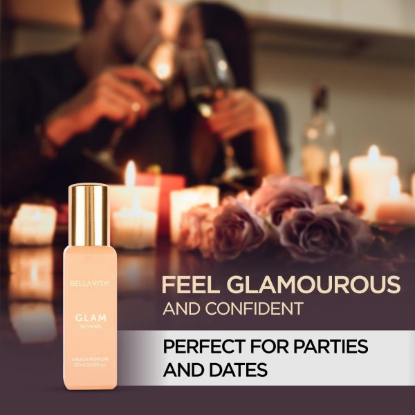 Organic GLAM Woman Eau De Parfum For Her with Jasmine, WHite Honey, Rose, - Image 2
