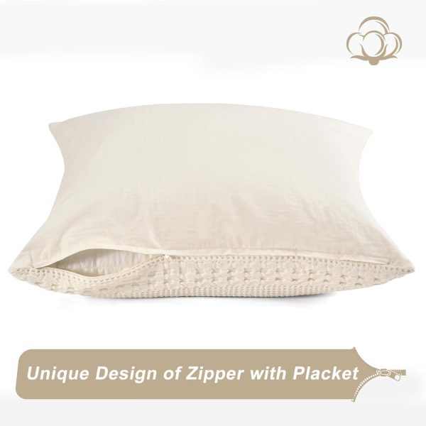 PHF 100% Cotton Waffle Weave Euro Sham Covers, 2 Pack 26" x 26" Bed Pillow - Image 3