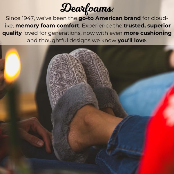 Dearfoams Women's Fuzzy Memory Foam Cable Knit Claire Clog House Slipper - Image 4