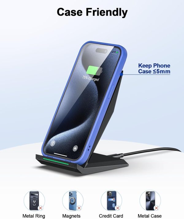 Fast Wireless Charger, NANAMI 15W Qi Certified Wireless Charging Stand - Image 5
