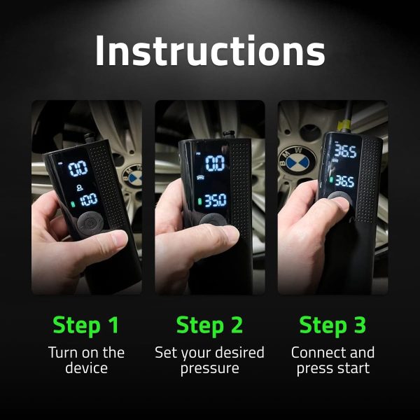 Airmoto Tire Inflator Portable Air Compressor - Air Pump for Car Tires with - Image 5