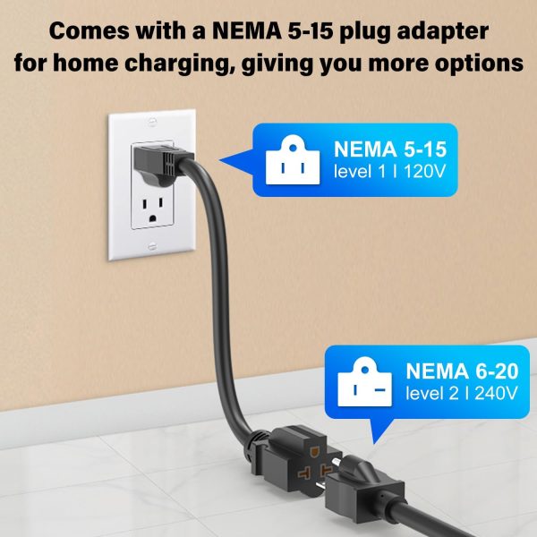J&D Level 1-2 EV Charger, Portable Electric Vehicle Charger, NEMA 6-20 Plug - Image 3