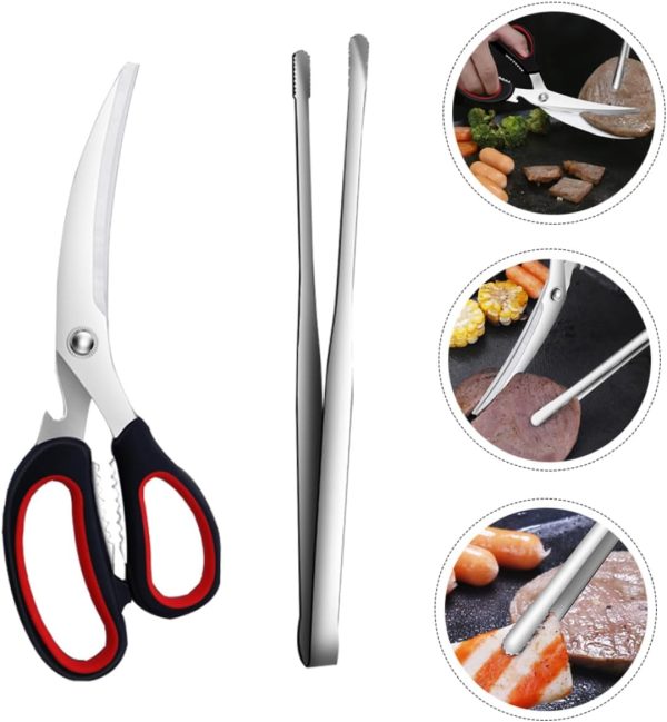 Toddmomy 3sets Barbecue Scissors Food Toaster Tongs Barbecue Gadget Outdoor - Image 3