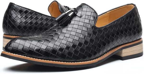 Mens Slip On Dress Shoes Leather Tassel Loafers - Image 5