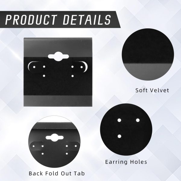 200 Pcs Black Velvet Earring Cards Plastic Earring Display Card Holder for - Image 3