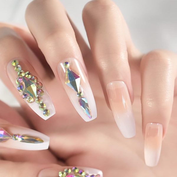 EchiQ Luxury Nails Custom Large Stones Decorated Nail Art Tips Luxe Icy - Image 5