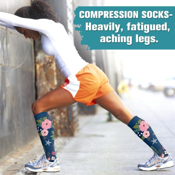 Laite Hebe Compression Socks for Women & Men Circulation(6 pairs)-Graduated - Image 4