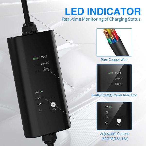 Portable EV Charger, NEMA 5-15 110v-120v Level 1 EV Charger,Adjustable Amp - Image 4