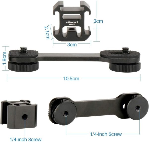 ULANZI PT-3 Triple Cold Shoe Mounts Plate Microphone Led Video Light - Image 3
