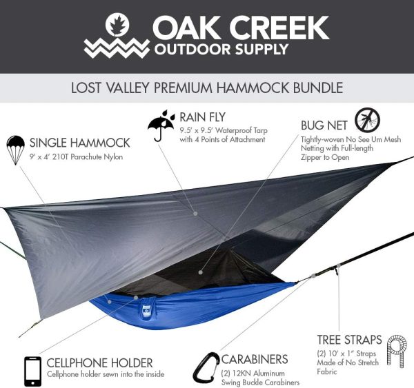 Oak Creek Lost Valley Camping Hammock. Bundle Includes Mosquito Net, Rain - Image 2
