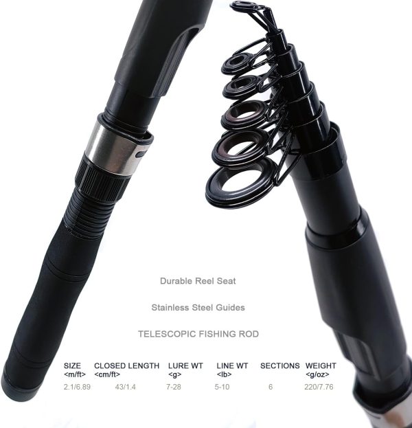 Fishing Rod Reel Combos, 2PCS 2.1m/6.89ft Collapsible Fishing Rods + 2PCS - Image 4