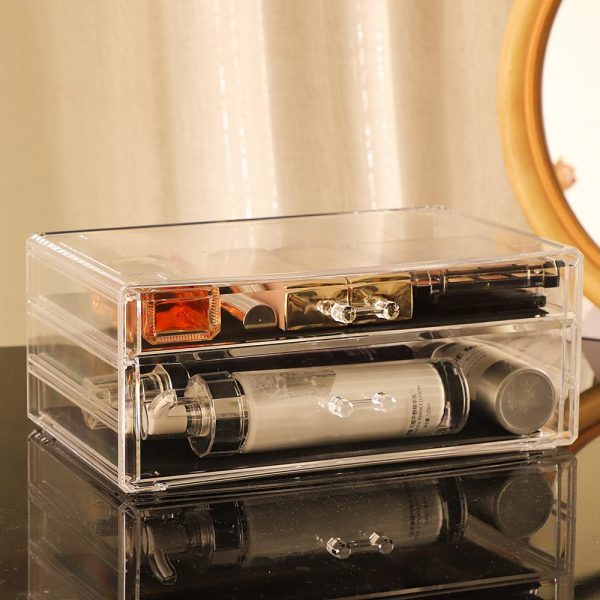 Cq acrylic 2 Pack Clear Make Up Organizers for Vanity,Stackable 5 Drawers - Image 4
