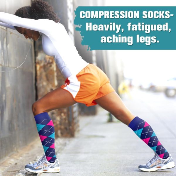 Laite Hebe Compression Socks for Women & Men Circulation(6 pairs)-Graduated - Image 4
