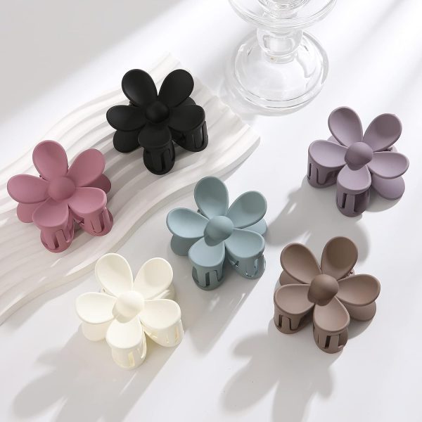 6PCS Hair Clips Set: Matte Large Claw Clips, Cute Daisy Hair Accessories, - Image 3