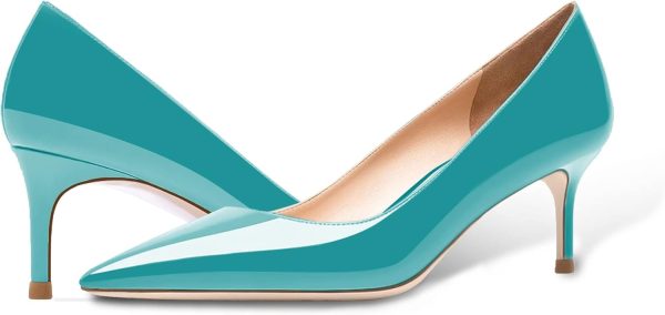 Women's Fashion Patent Leather Stiletto Pointed Toe Slip On 2.5 Inch Mid - Image 4