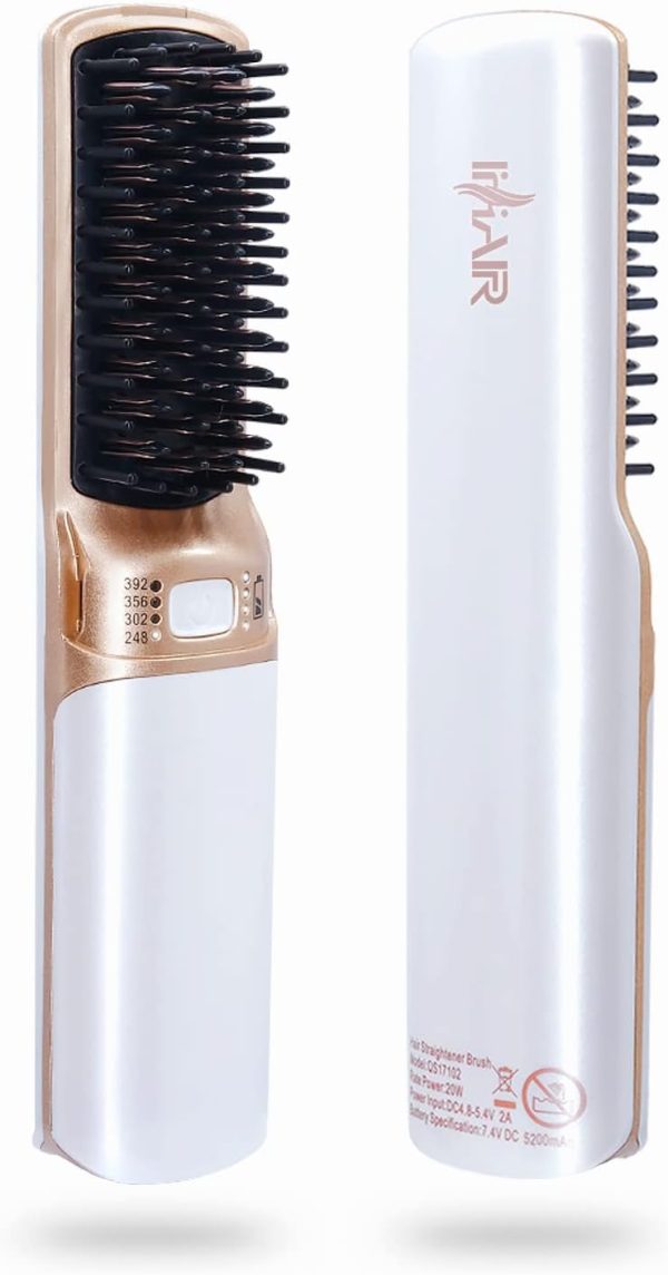 Hot Hair Straightener Brush,Portable Mini Cordless Hair Straightener with - Image 2