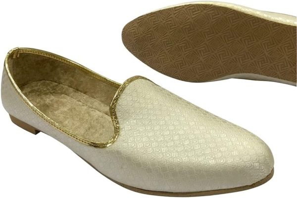 Punjabi Mojaris Mens Shoes Cream Wedding for Groom,Traditional Indian - Image 4