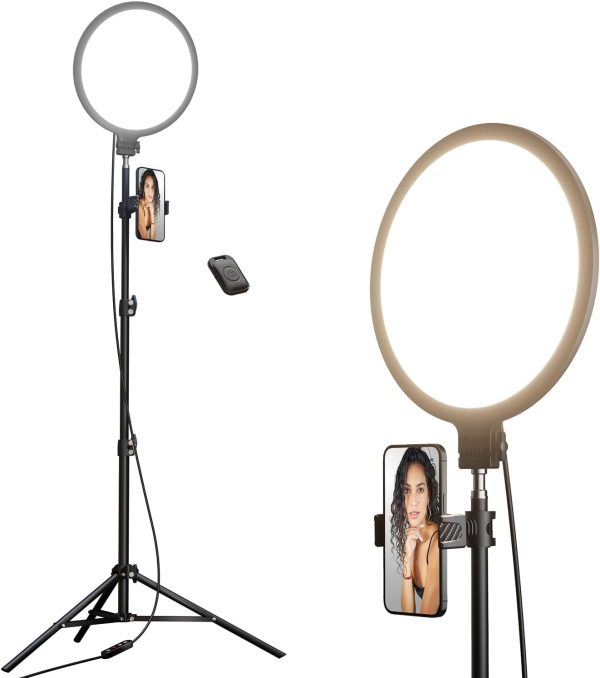 Weilisi 10.5" Ring Light with 69" Tripod Stand and Phone Holder Kit, - Image 9