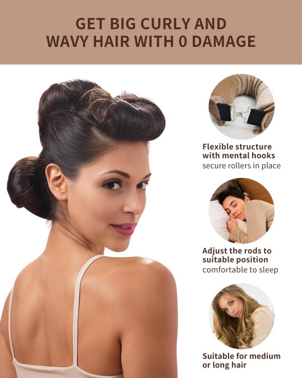 Overnight Heatless Curling Set - 4 Large Brown Rods with Hook for Blowout - Image 5