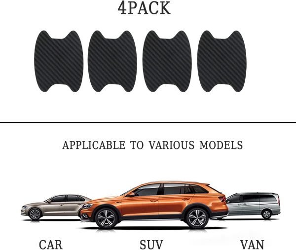 4PCS Sticker, Carbon Fiber Anti-Scratches Car Door Cup Protector, - Image 3