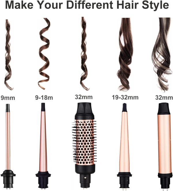 5 in 1 Curling Wand Set, Curling Iron with Curling Brush and 4 - Image 4