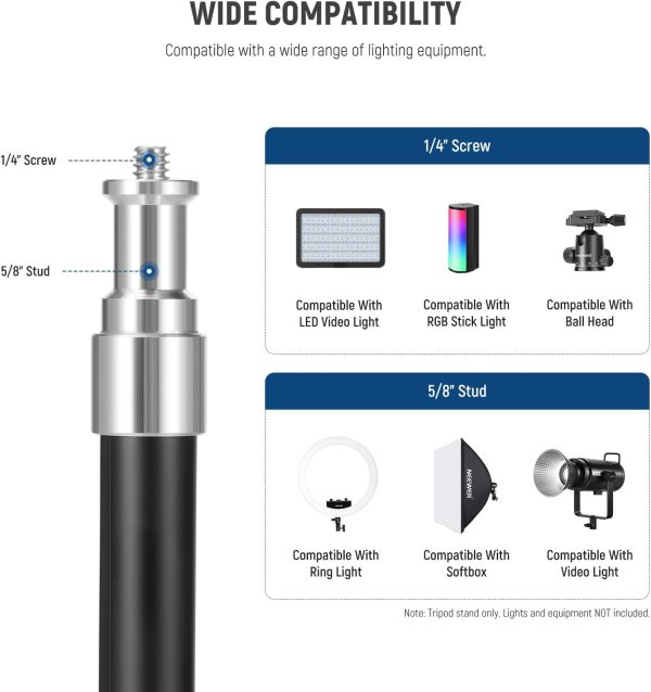 NEEWER 71"/180cm Portable Light Stand, Adjustable Metal Camera Tripod - Image 9