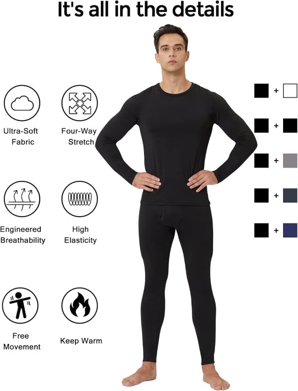 CL convallaria 2 Pack Long Johns Thermal Underwear for Men Soft Fleece - Image 7