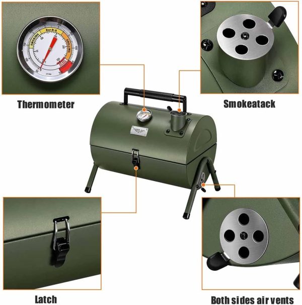MAISON HUIS Adjustable Portable Charcoal Grill Multi-functional Metal Small - Image 3