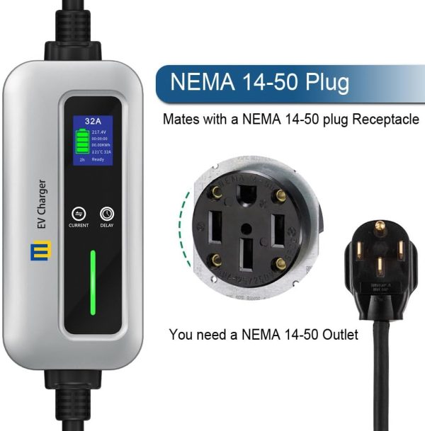 MW Level 2 EV Charger Portable EV Charger for Electric Vehicle Charging, - Image 3