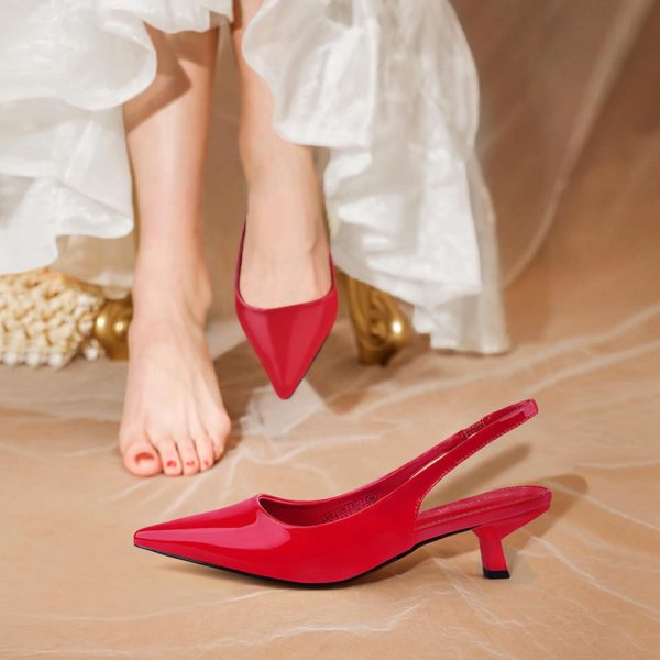 JENN ARDOR Slingback Heels for Women Low Heels Dress Shoes Kitten Pumps - Image 2