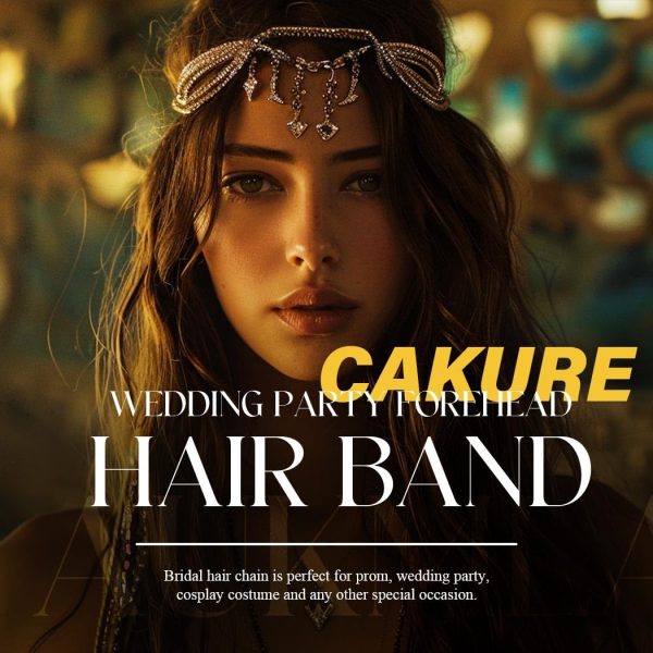 CAKURE Rhinestone Boho Head Chain Jewelry Gold Hair Chains Layered Bride - Image 7