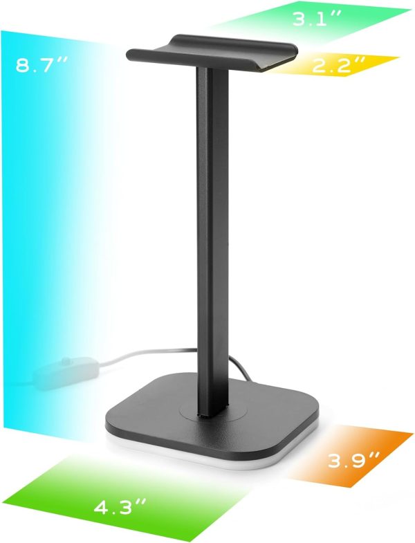Headphone stand for desk, headset stand, headphone holder desk 2 in 1, RGB - Image 2