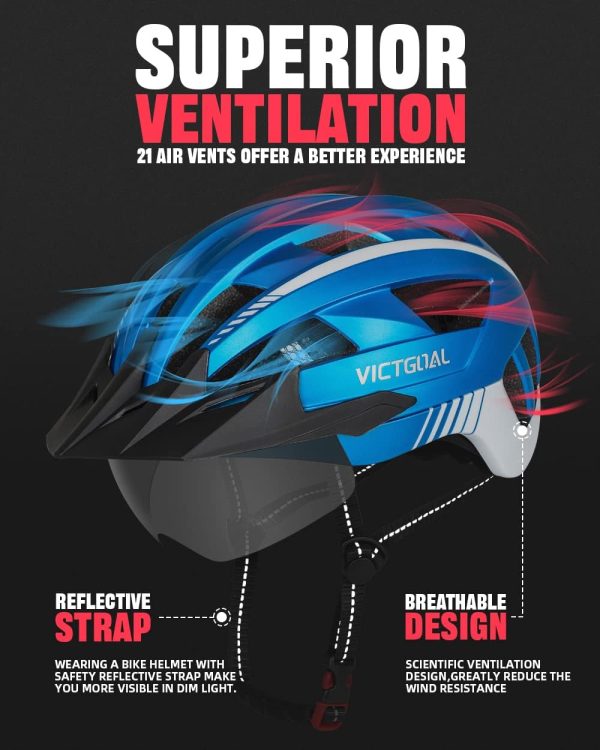 VICTGOAL Bike Helmet for Men Women with Led Light Detachable Magnetic - Image 3