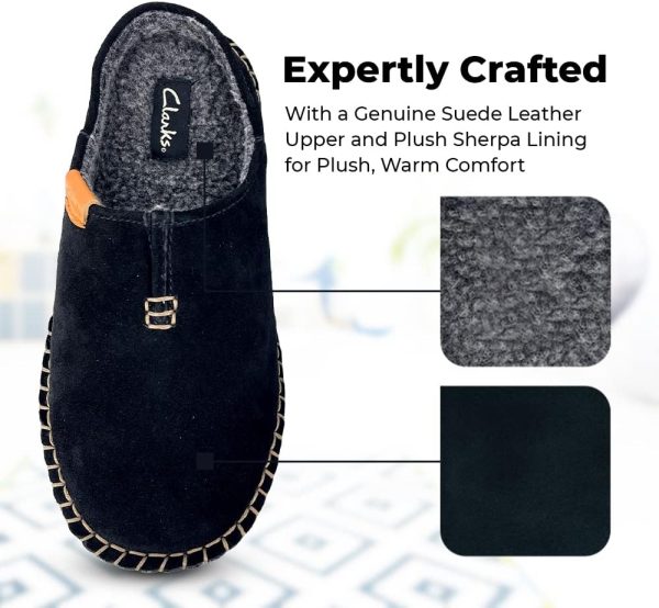 Clarks Mens Open Back Suede Leather Slipper With Heavy Stitching JMS0752 - - Image 4