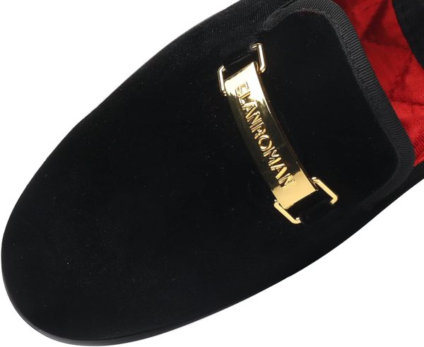 ELANROMAN Men's Loafers Gold Buckle Fashion Handmade Wedding Party Prom - Image 5