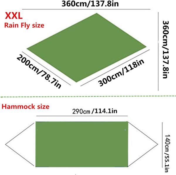 Camping Hammock with Rain Fly Tarp and Mosquito Net with Tree Straps Single - Image 7