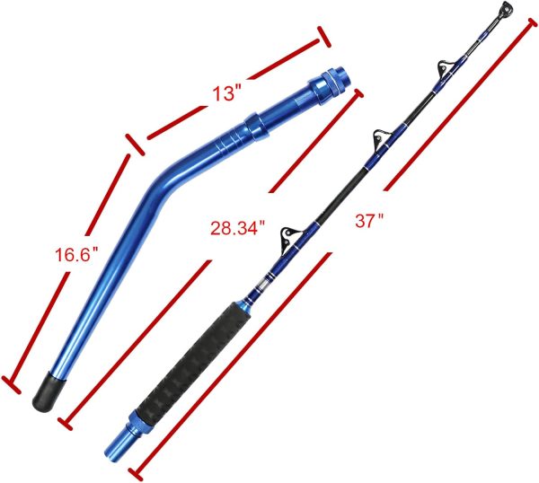 Fiblink 2-Piece Saltwater Offshore Heavy Bent/Straight Butt Trolling Rod - Image 6