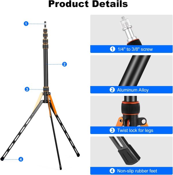 Soopho Portable Photography Light Stand Adjustable 7ft Aluminum Light - Image 7