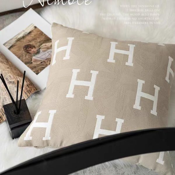 Croker Horse 20x20'' Inches Throw Pillow Cushion Cover - Beige H Letter - Image 6