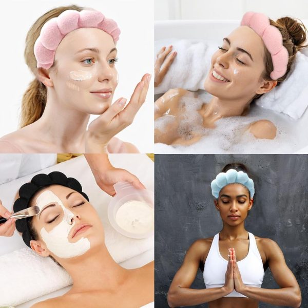 Spa Facial Exfoliator and Makeup Removal Headband - Terry Cloth Bubble Soft - Image 5